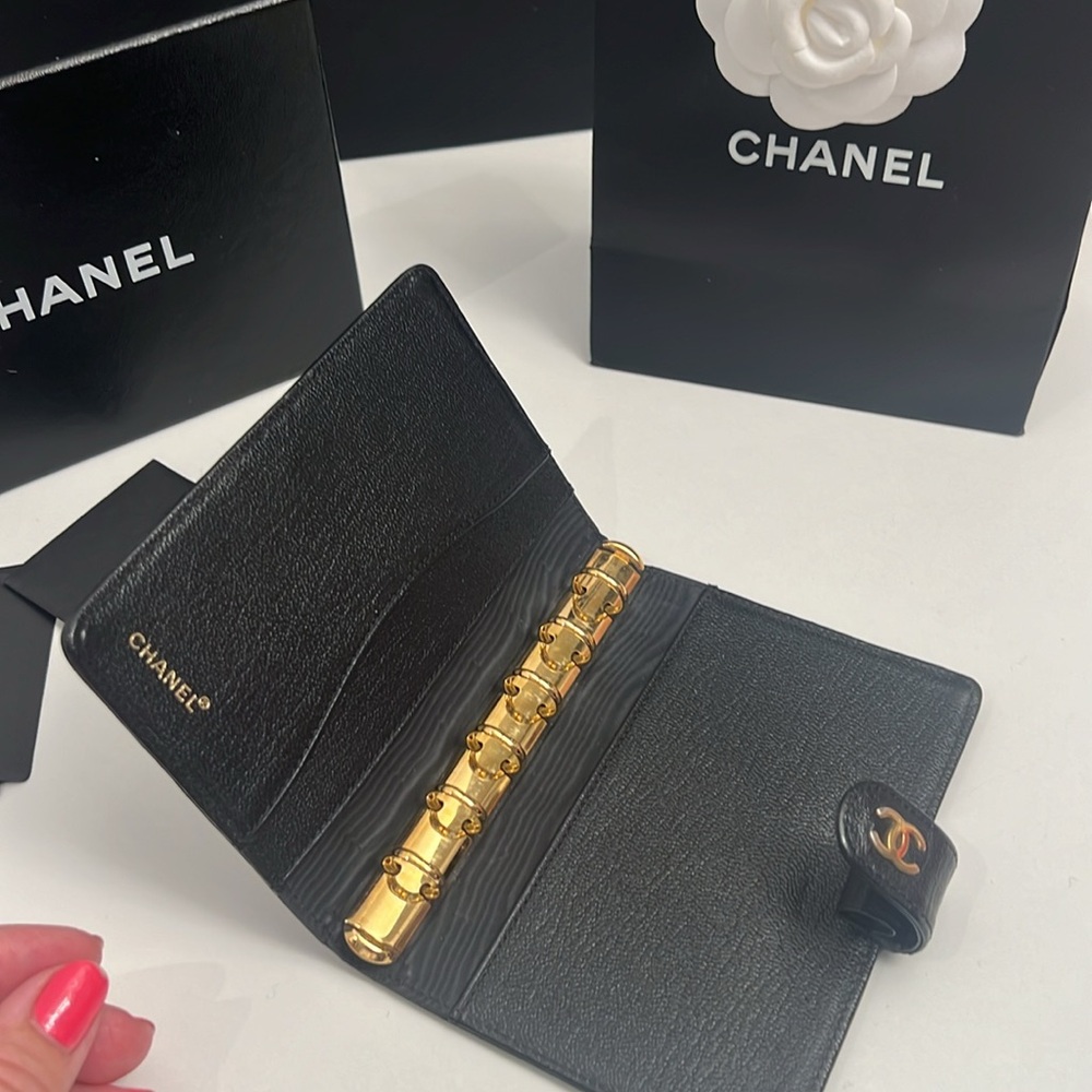 CHANEL AGENDA Black Leather with Binder Rings 4”x5.5” - Picture 5 of 9
